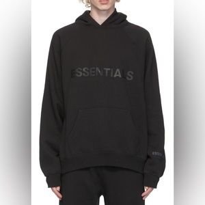 Fear of God Essentials Black Pullover Applique Logo Hoodie